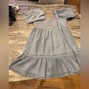 Free People Light Blue Smocked Denim-Style Midi Dress